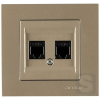 Розетка комп'ютерна подвійна RJ45х2 cat 6 Arvia Electric KAREN Титан (20 05 2000 248)